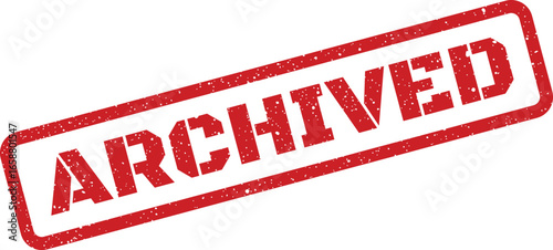 Red Archived Stamp Rubber Stamp Textured Seal Notification