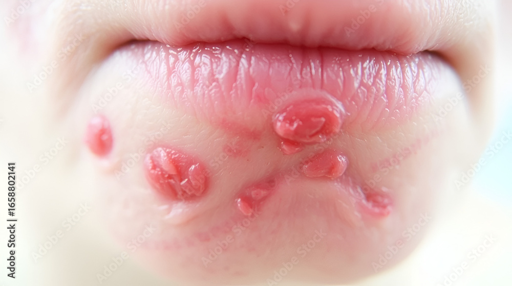 Fototapeta premium Skin Irritation: Close-up view of irritated skin, a common medical condition often causing discomfort.