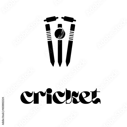 Cricket Wicket Hitting Vector Icon – Ball Striking Stumps and Bails Flying Sports Illustration