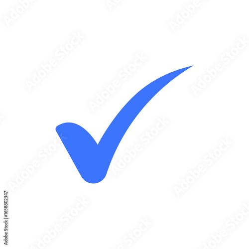 Blue check mark icon on transparent background
