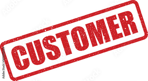 Red distressed rubber stamp with the word Customer imprinted on it