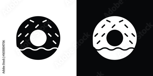 Donut Icon in Black and White with Sprinkles