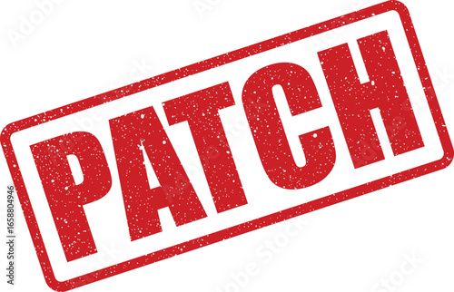 Red distressed stamp with the word PATCH