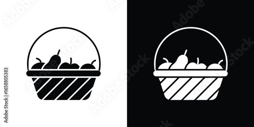 Fruit Basket with Apples and Pears, Isolated on White Background