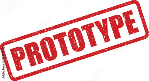 Red grunge rubber stamp with the word PROTOTYPE imprinted on it