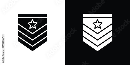 Military Rank Insignia with Star and Stripes, Isolated on White Background