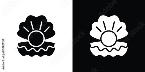 Pearl in Open Shell Icon, Isolated on White Background