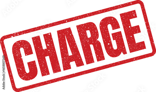 Red grunge stamp with the word charge diagonal across it