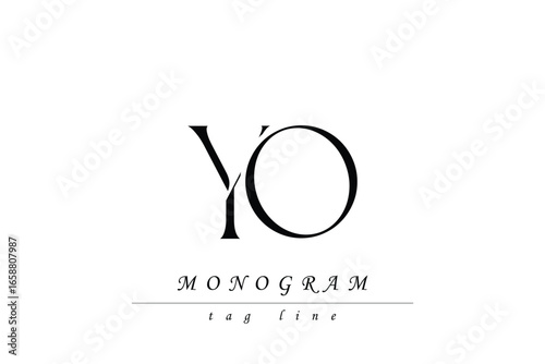 YO Initials Stylized Monogram Design Featuring Intertwined. Artistic representation of monogram initials creatively arranged and displayed.