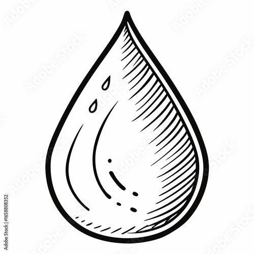 Hand-drawn water droplet illustration representing purity, hydration, and nature's essential resource, perfect for health, wellness, and environmental concepts