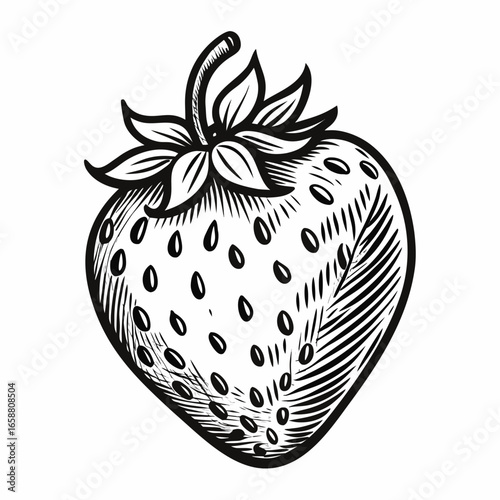 Delicious hand-drawn strawberry illustration with a vintage style, perfect for food blogs, healthy eating concepts, and eye-catching designs, ready for use.