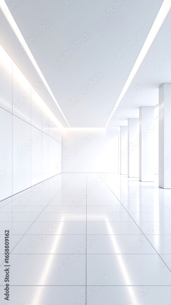 Fototapeta premium Empty, bright white interior hallway. Modern, minimalist design