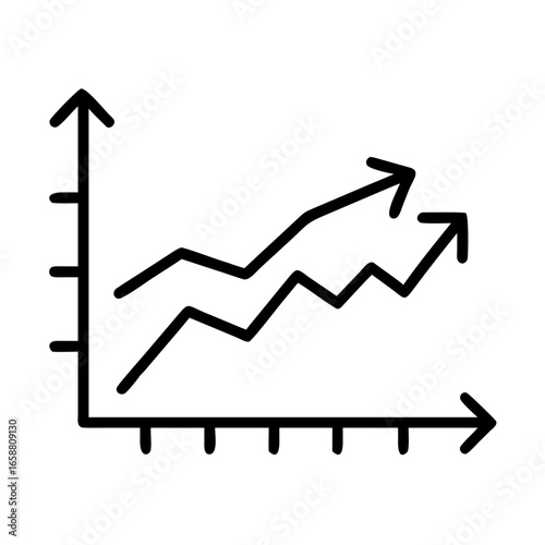 Line Graph with Multiple Trends: This graph has two overlapping lines, indicating multiple data series. Titles should include "multi-line graph," "comparative analysis," "data comparison," "business t