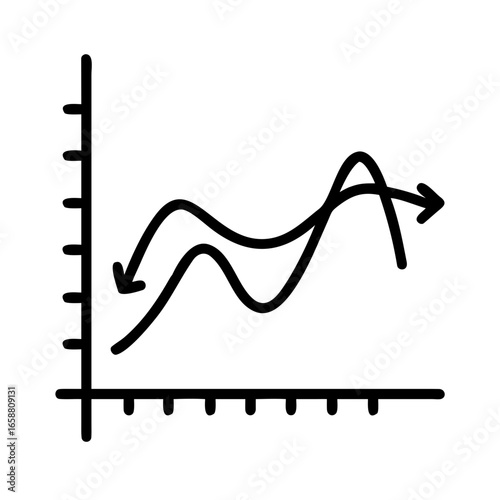 Line Graph with Trend: This is a classic line graph illustrating a trend. Appropriate titles would be "line graph," "data trend," "stock market chart," "growth and decline," or "business analytics."