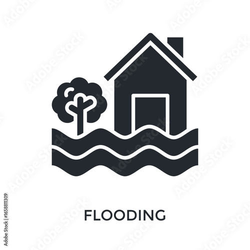 Flooding Icon Glyph Style. Vector Illustration For Graphic Design