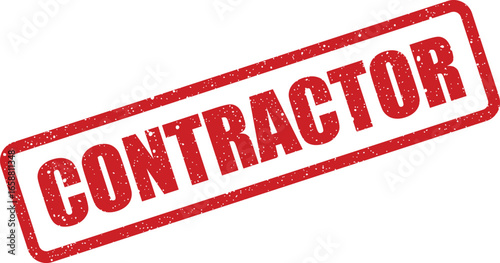 Red rectangular stamp with the word CONTRACTOR imprinted in bold white letters