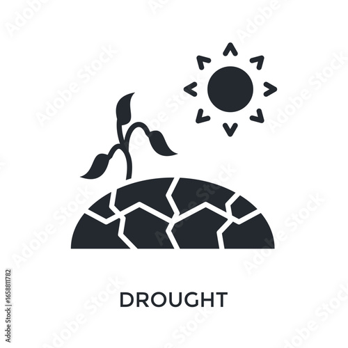 Drought Icon Glyph Style. Vector Illustration For Graphic Design