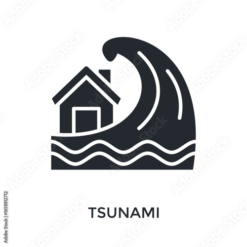 Tsunami Icon Glyph Style. Vector Illustration For Graphic Design