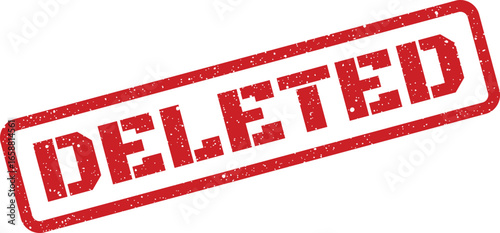 Red rubber stamp with the word DELETED imprinted diagonally