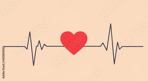 健康な心臓の鼓動が優しくリズムを描くイラストレーション