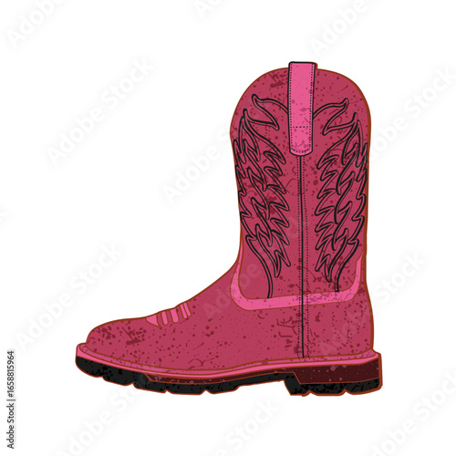 Pink Cartoon Cowboy Boot