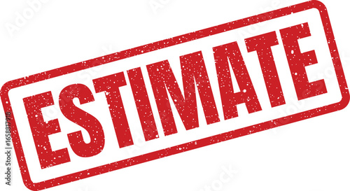 Red stamp with the word estimate in white capital letters