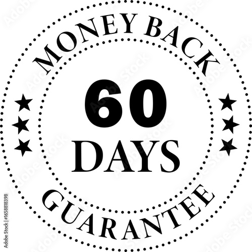 60 days money back guarantee Black icon vector for graphic design, logo, website, social media, mobile app