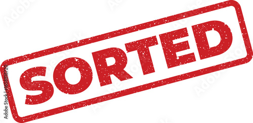 Red stamp with the word Sorted indicating completion and order