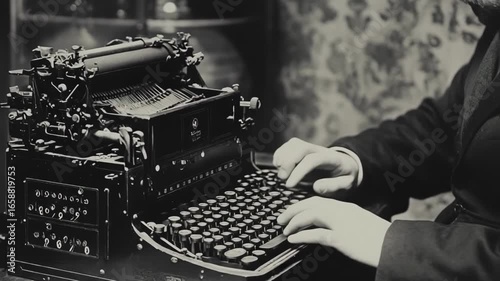 Vintage Typewriter in Action: A Writer's Hands at Work