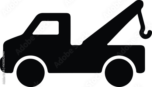 Vector Illustrator Towing Truck Assistance Service Heavy Vehicle Silhouette