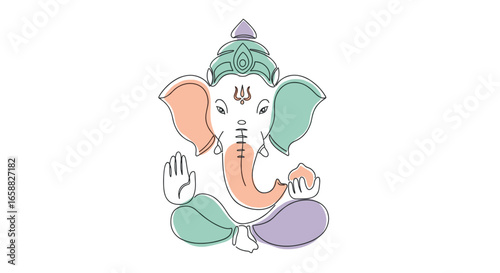 Colorful Gradient Lord Ganesha Vector Illustration