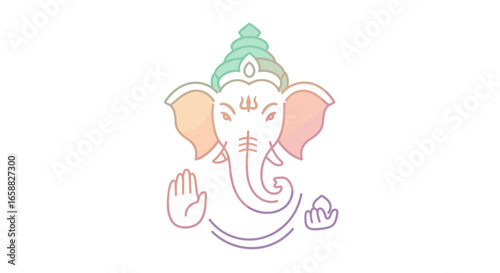 Colorful Gradient Lord Ganesha Vector Illustration