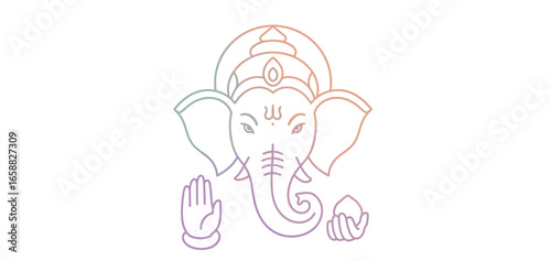Colorful Gradient Lord Ganesha Vector Illustration