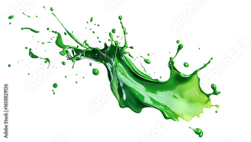 Green paint splash isolated on a transparent background 