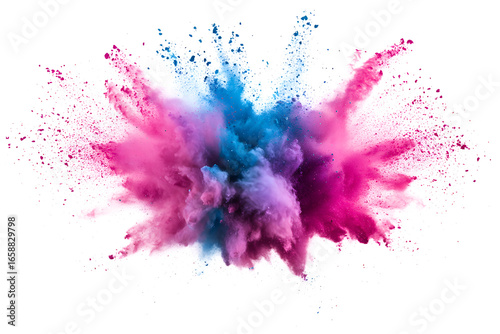Pink and Blue Powder Explosion isolated on a transparent background