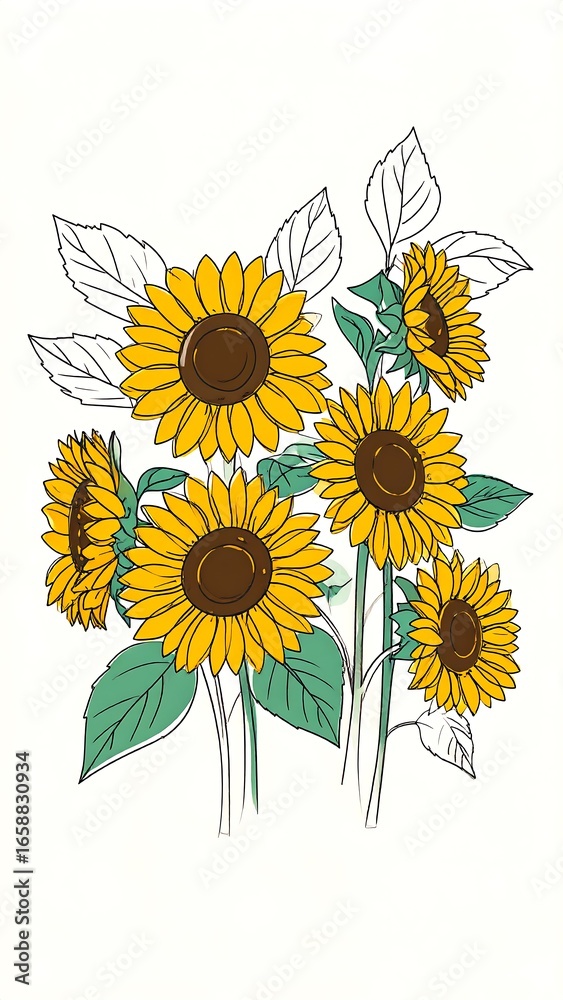 Naklejka premium Floral bouquet of sunflowers