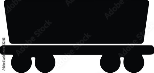 Vector Illustrator Coal mine trolley black and white Silhouette