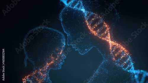 conceptual illustration of microchimerism in genetic science