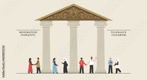 Illustration of Pillars of Moderation and Tolerance