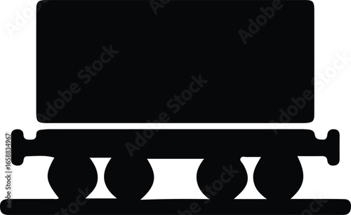 Vector Illustrator Railroad Car Simple Black and White Silhouette
