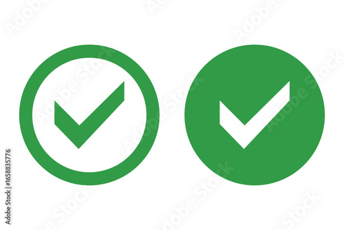 Green checkmark round vector icon. Green tick in circle vector icon. Check mark button tick yes button. vector illustration.
