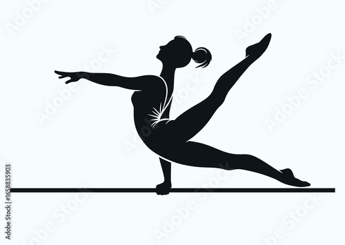 Gymnast girl performing exercise on horizontal bar