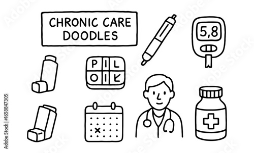 Chronic care doodles: hand drawn medical icons and tools for health management