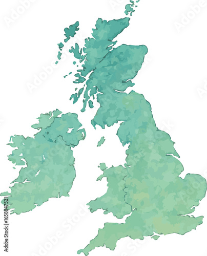 Watercolor vector illustration of a map of united kingdom