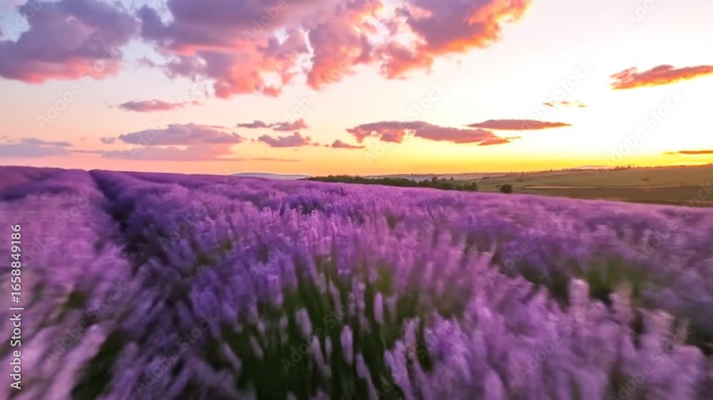 Lavender field sunset scenery Lavender field sunset scenery