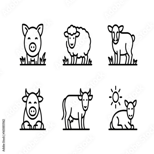 set of cartoon animals