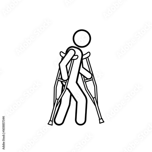 Physical therapy icon of a person walking with crutches  