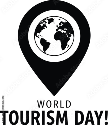 Vector art of world tourism day celebration with globe and map pin