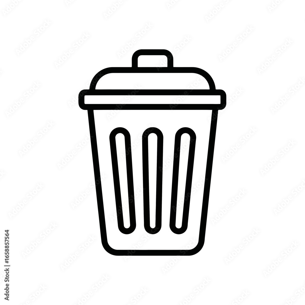 Simple Vector Icon of a Trash Bin in Outline Style Simple Vector Icon of a Trash Bin in Outline Style
