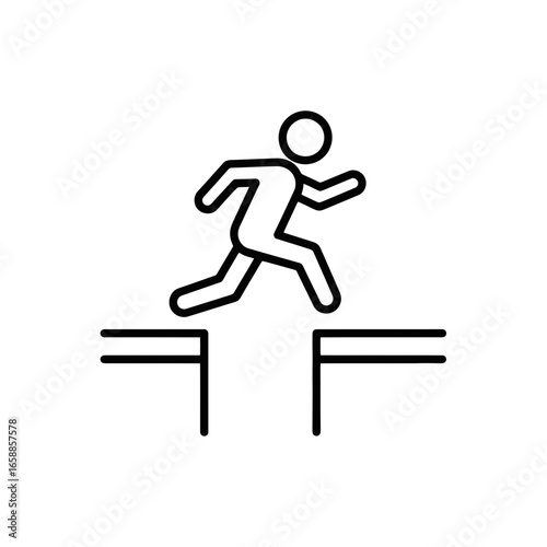 Personal Development Icon Showing a Running Figure Over a Gap  